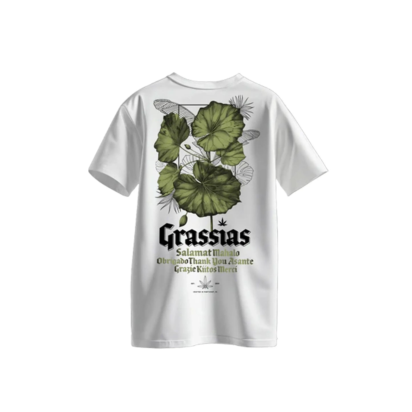 Grassias Leaf T-Shirt in White Grassias